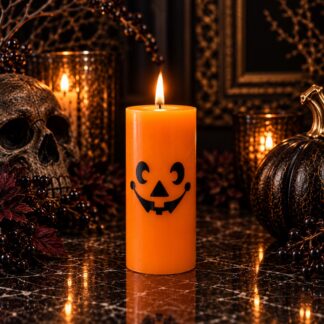 Pumpkin Face Pillar Candle - Small