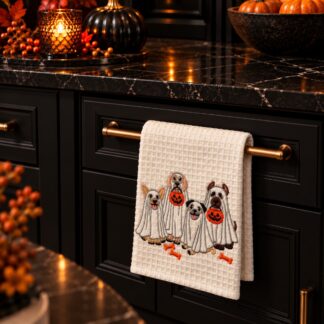 Ghostly Dogs Halloween Kitchen Towel